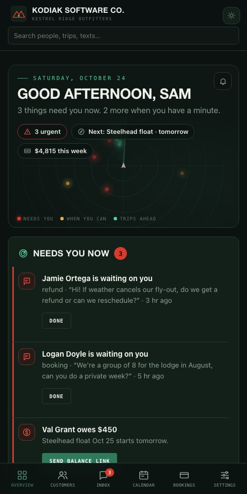 The same dashboard on a phone